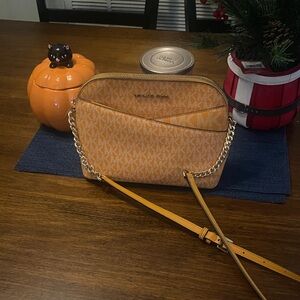 Michael Kors Orange Crossbody Bag with Gold Accents